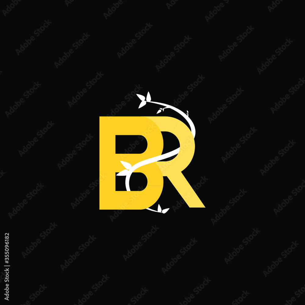 Modern flourish letter BR monogram logo with gold color Modern flourish letter BR monogram logo with gold color
