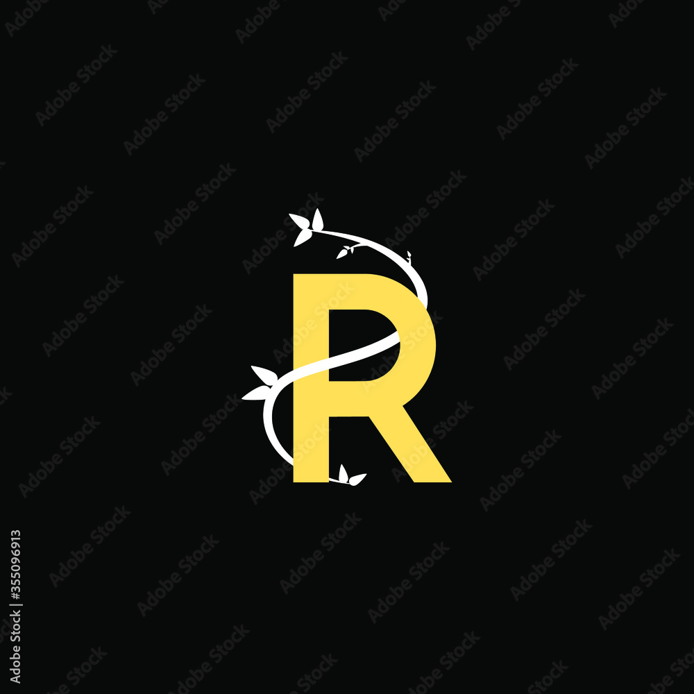 Obraz premium Modern flourish letter R monogram logo with gold color