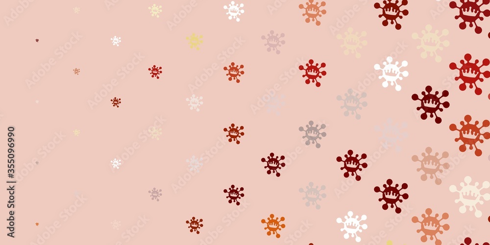 Light yellow vector background with covid-19 symbols. Light yellow vector background with covid-19 symbols.