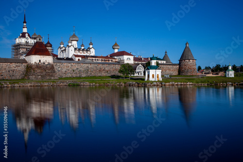 Solovetsky monastery reflected in the lake