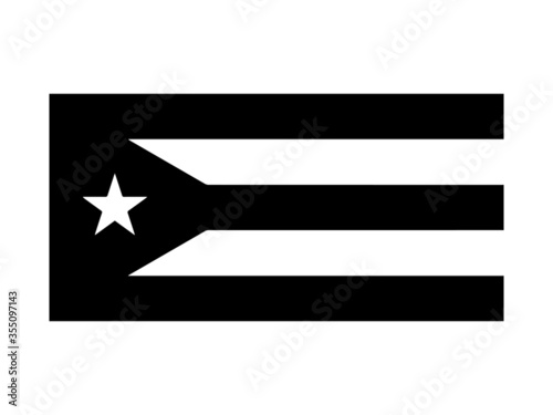 Cuba Flag Black and White. Country National Emblem Banner. Monochrome Grayscale EPS Vector File.