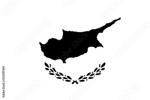 Cyprus Flag Black and White. Country National Emblem Banner. Monochrome Grayscale EPS Vector File.