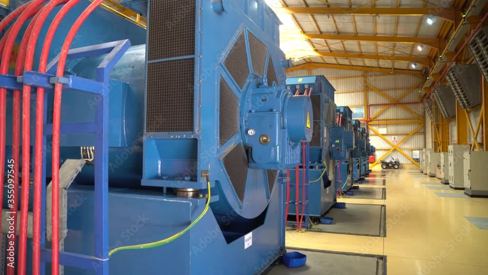 Natural gas generator sets, camera movement from right to left.