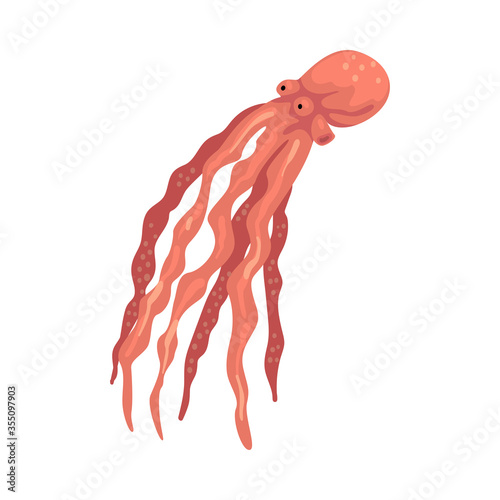 Octopus Animal, Marine Life Element, Sea or Ocean Creature Vector Illustration