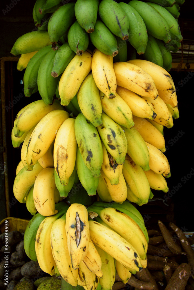 Fresh Ripe Bunch of Bananas at the Market.