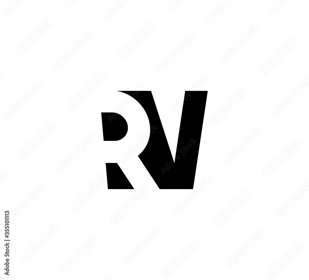 Initial letters Logo black positive/negative space RV Initial letters Logo black positive/negative space RV