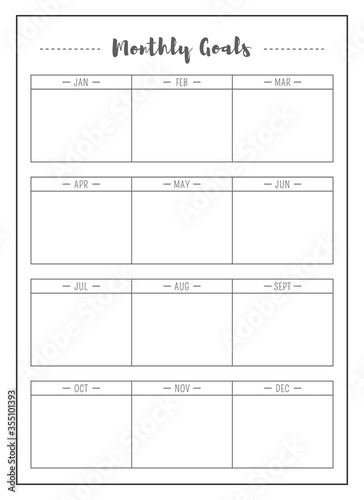 Month task minimalist planner page design