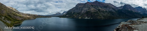 panorama of St Mary lake in Glacier National Park, Montana