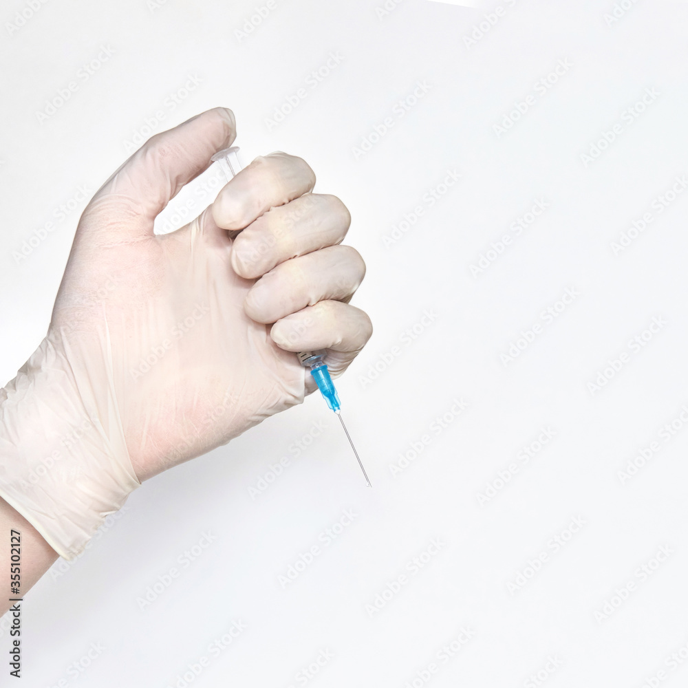 Doctor hand holf medicine vaccine. Anti virus health treatment. Medical nurse surgical. Pharmacy laboratory. Reseach center. Covid concept. Safety anaesthetist procedure. White background Doctor hand holf medicine vaccine. Anti virus health treatment. Medical nurse surgical. Pharmacy laboratory. Reseach center. Covid concept. Safety anaesthetist procedure. White background