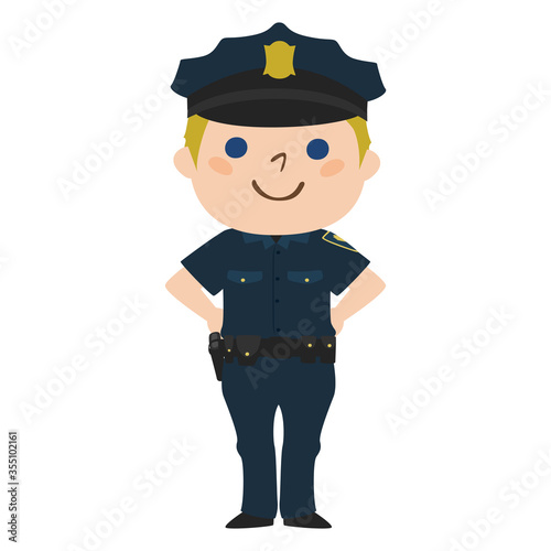 笑顔の男性警察官のイラスト。
