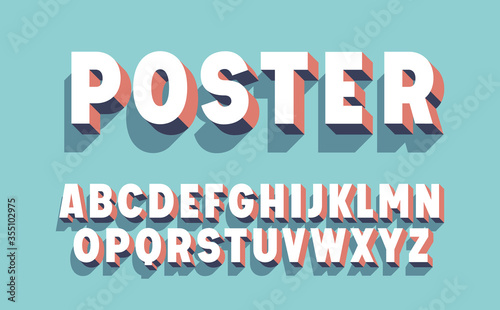 Poster 3d font design. Vector alphabet.