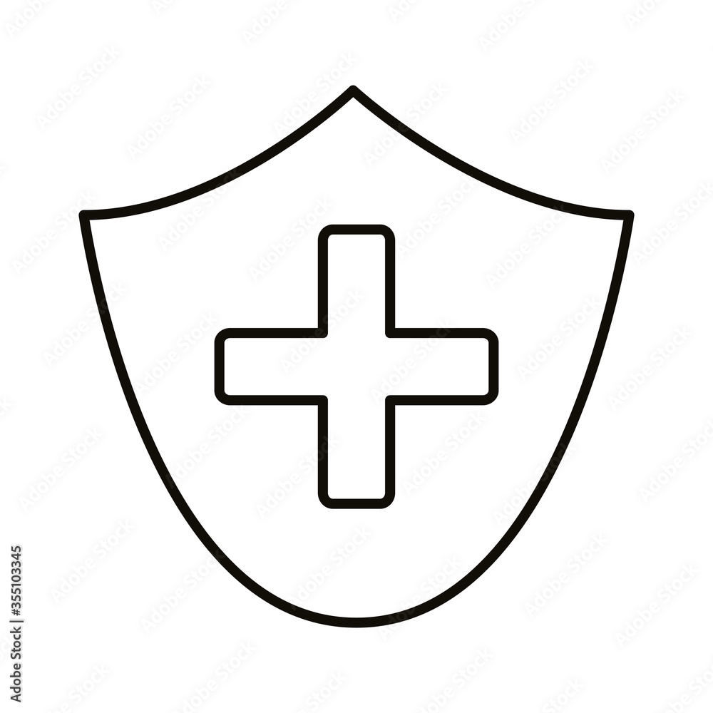 Fototapeta premium medical cross symbol with shield line style