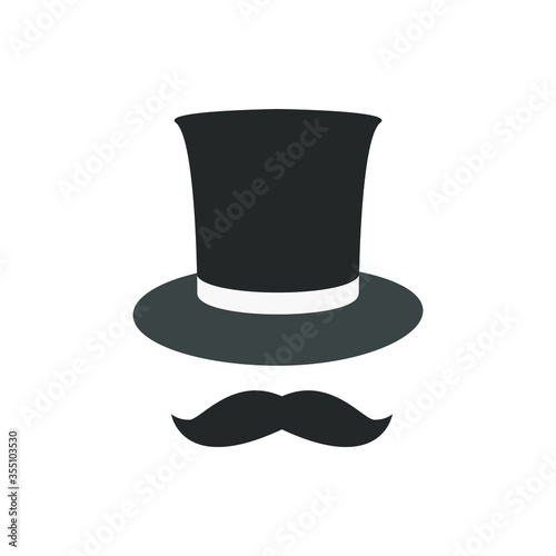 black hat with moustache