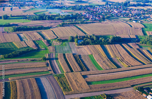 Aerial view of the fields in early autumn, Medjimurje County, Croatia photo