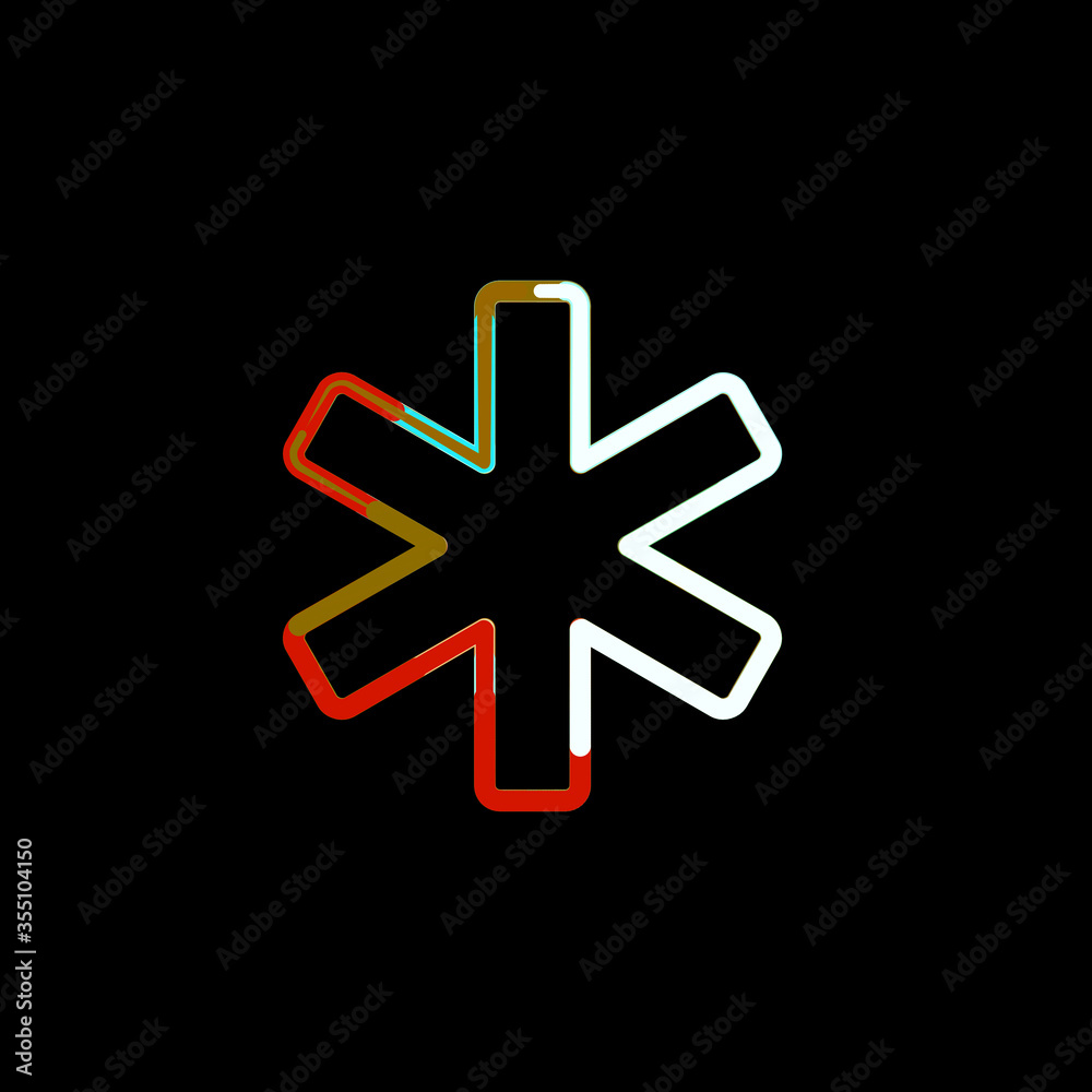 Symbol star of life from multi-colored circles and stripes. Red, brown, blue, white Symbol star of life from multi-colored circles and stripes. Red, brown, blue, white
