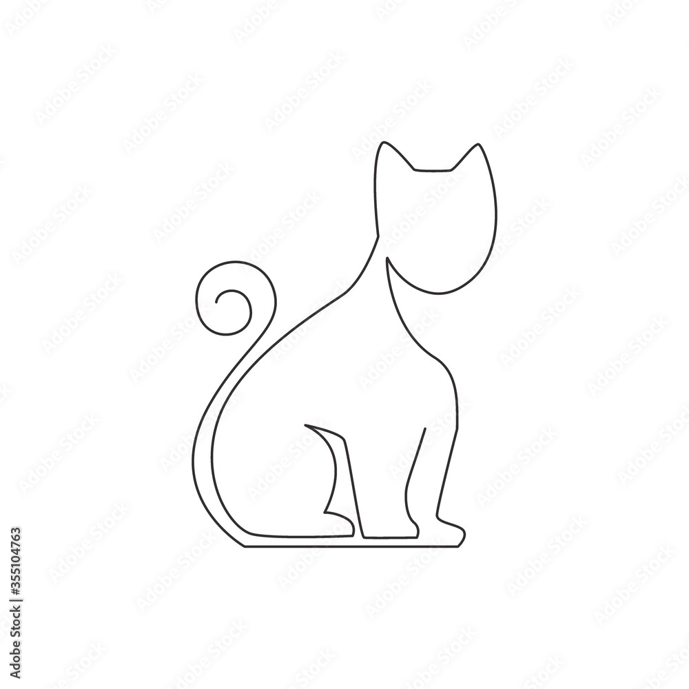 Vector thin line breed cats icons set. Cute outline animal illustrations  pet design. Collection different kitten layout flat cover