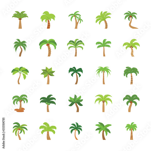 Flat Vector Icons Set of Trees