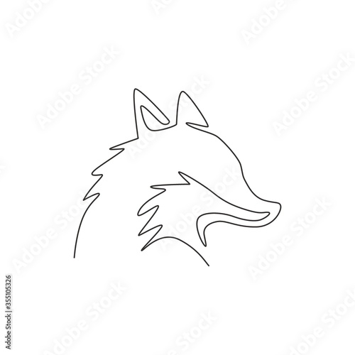 One continuous line drawing of cute fox business logo icon. Multinational company identity concept. Modern single line vector draw design graphic illustration