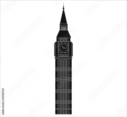 london big ben tower in england illustration for web and mobile design.
