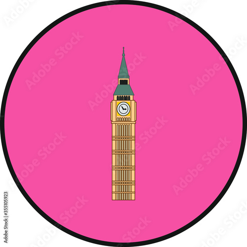 london big ben tower in england illustration for web and mobile design.