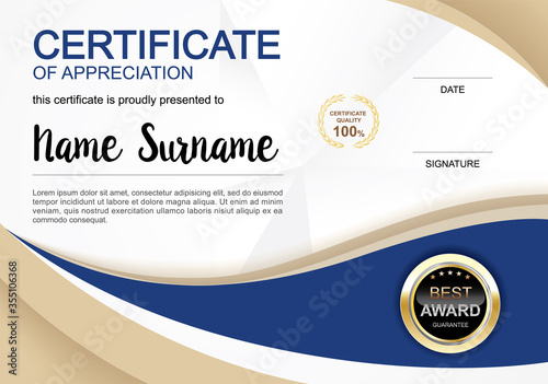 Certificate template clean and modern for diploma, official or different awards Vector illustration