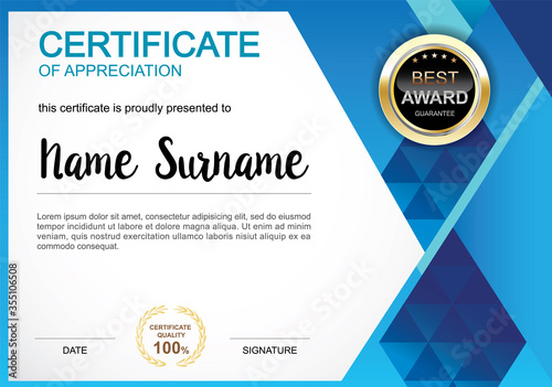 Certificate template clean and modern for diploma, official or different awards Vector illustration
