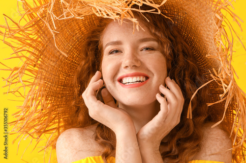 Portrait of beautiful redhe...