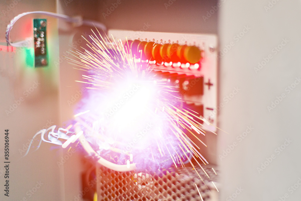 Burnt fuse box. Fuses and circuit breakers are safety devices had built