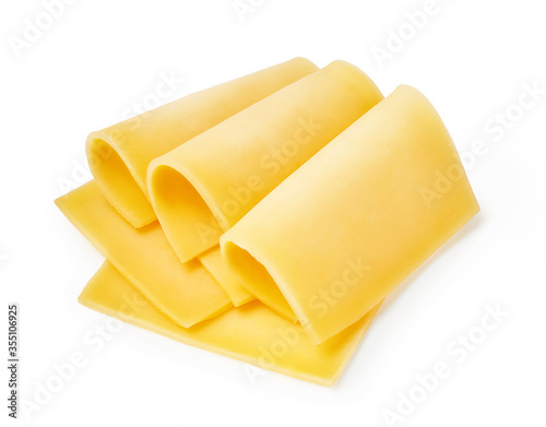 Three Cheese slices isolated on white background