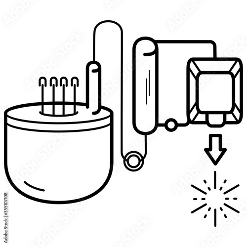 A pool-type reactor vector icon in outlines 