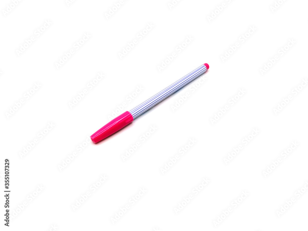 Pink color pen on white background Pink color pen on white background