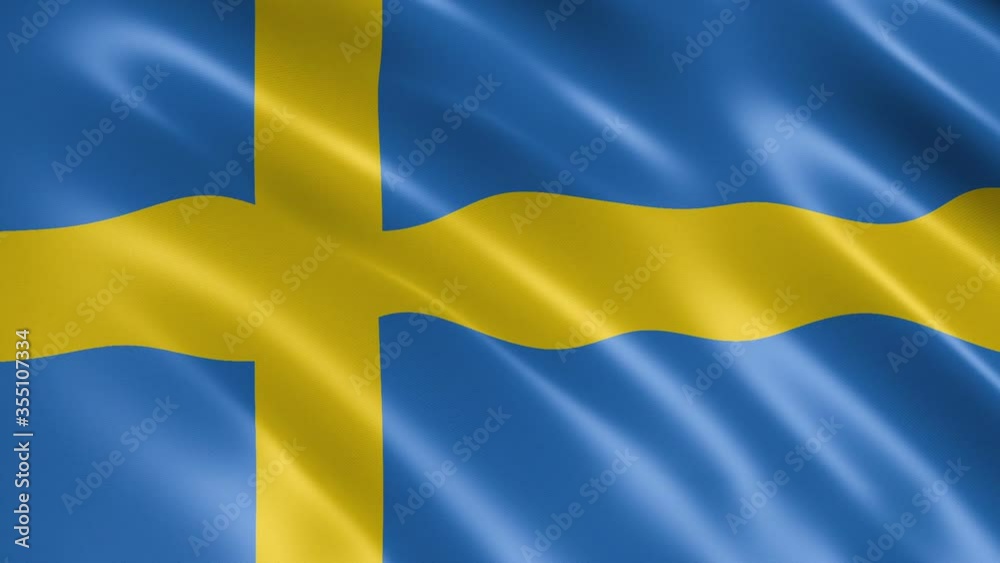 Sweden flag waving in the wind. Realistic flag background. Looped animation background. Sweden flag waving in the wind. Realistic flag background. Looped animation background.