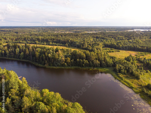 Beautiful panoramic view of Lake Seliger in in Ostashkovsky District of Tver Oblast in Russia.