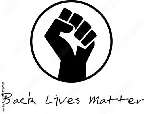 vector illustration of a hand . black lives matter. black power	, text