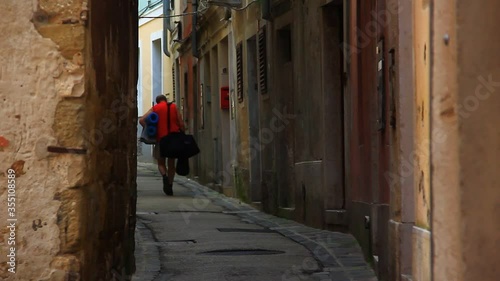 Narrow street in a town.