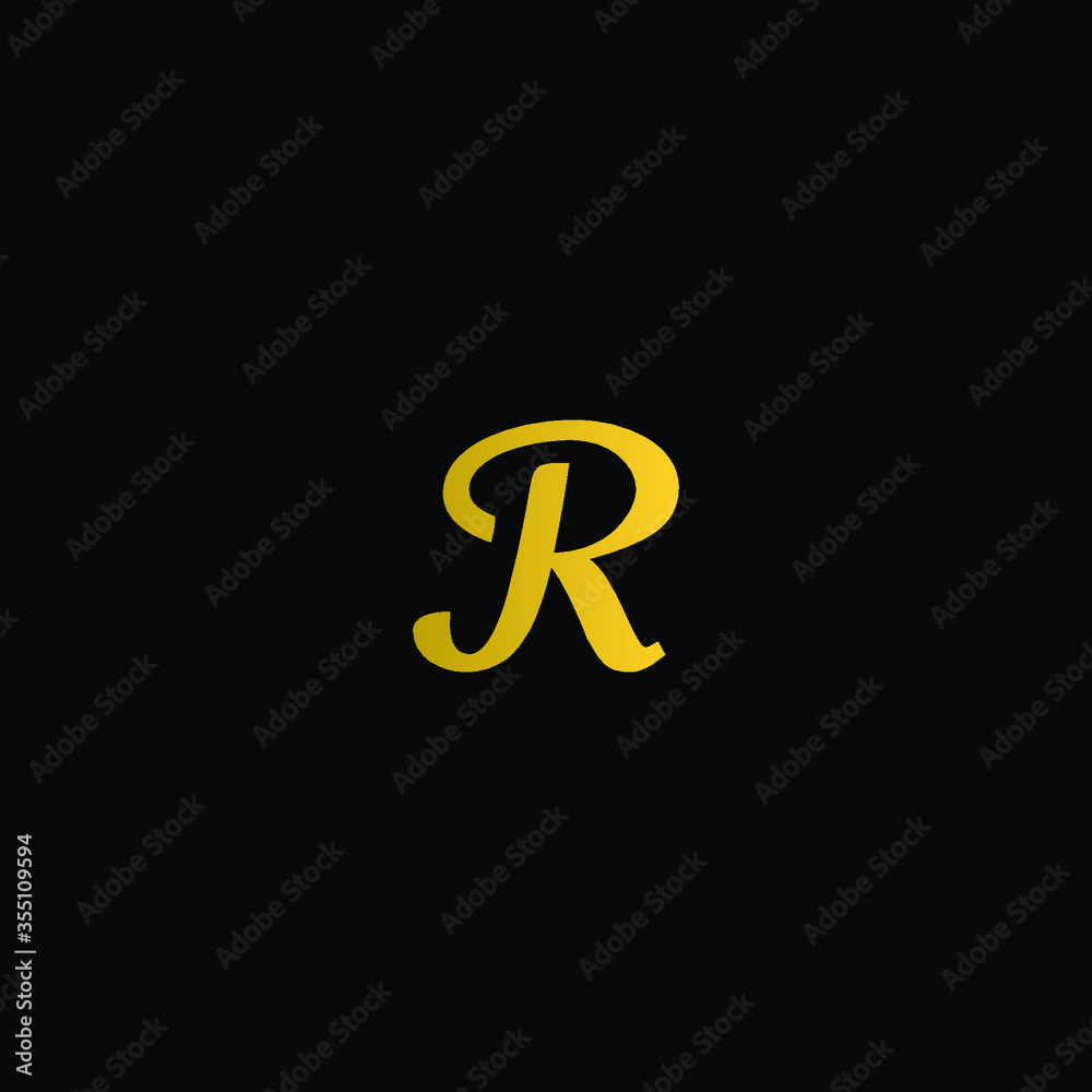 modern letter R with gold color monogram logo