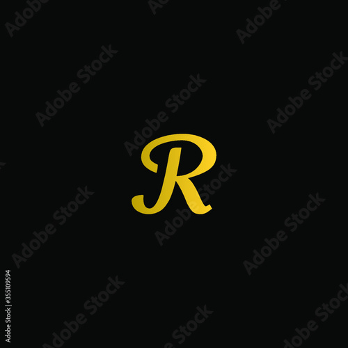 modern letter R with gold color monogram logo