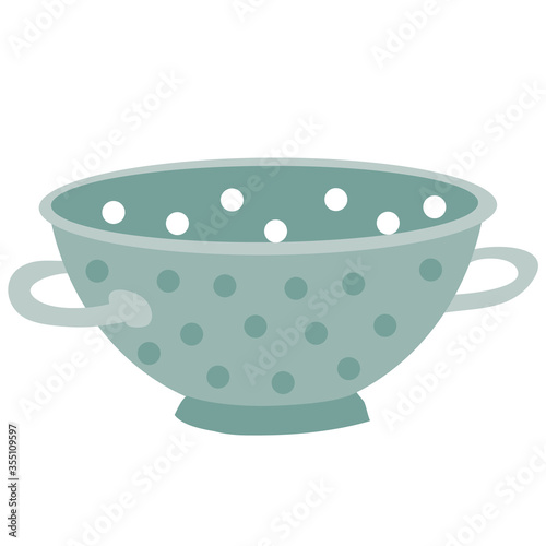 cute colander, flat, isolated object on a white background, vector illustration,
