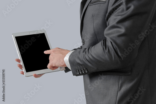 Businessman working with digital tablet computer