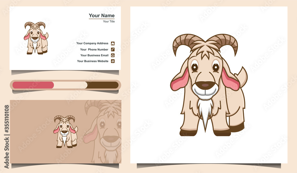 Vector illustration of cute goat logo template and business card design  template. Suitable for Creative Industries, Company, Multimedia,  Entertainment, Education, Shop and other related business Stock Vector |  Adobe Stock