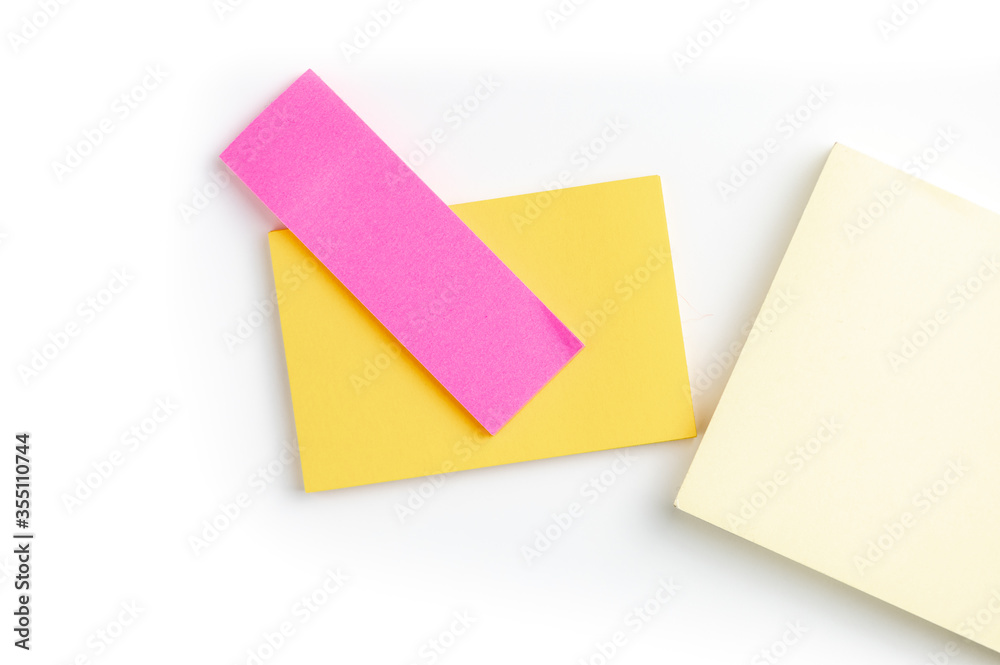 Office desk table pencil and post it on white background. Office desk table pencil and post it on white background.