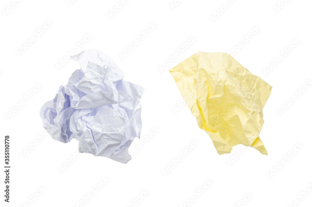post it paper ball isolated on white with clipping path.