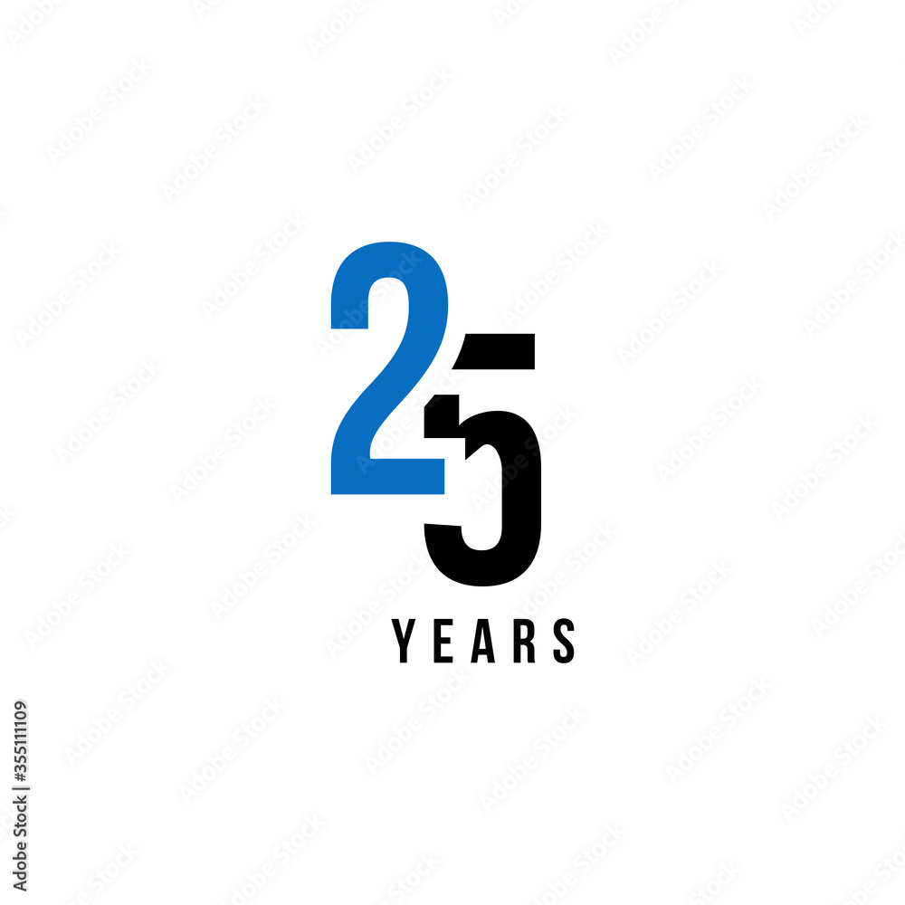 25 Years Anniversary Blue And Black Number Vector Design 25 Years Anniversary Blue And Black Number Vector Design