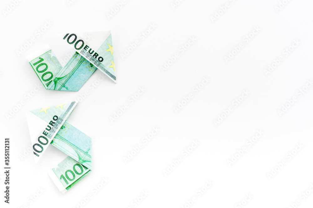 Arrow of euro chart - currency trading concept Arrow of euro chart - currency trading concept