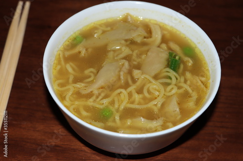 Thukpa, Tibetan noodle soup, vegetables and mushroom, famous variant among Tibetan people and Himalayan people of Nepal, consumed in the Sikkim and north east India