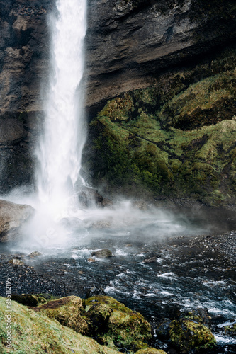 Kvernufoss waterfall in southern Iceland  on a golden ring.