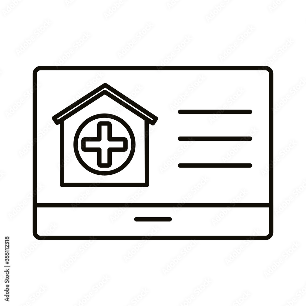 template web with house and medical cross line style template web with house and medical cross line style