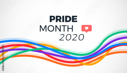 Pride month 2020 abstract background light with abstract colorful rainbow lines - vector