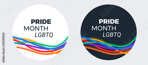 LGBTQ Pride month design for social media - typography text Pride Month LGBTQ on abstract modern colorful rainbow stripes background - vector design