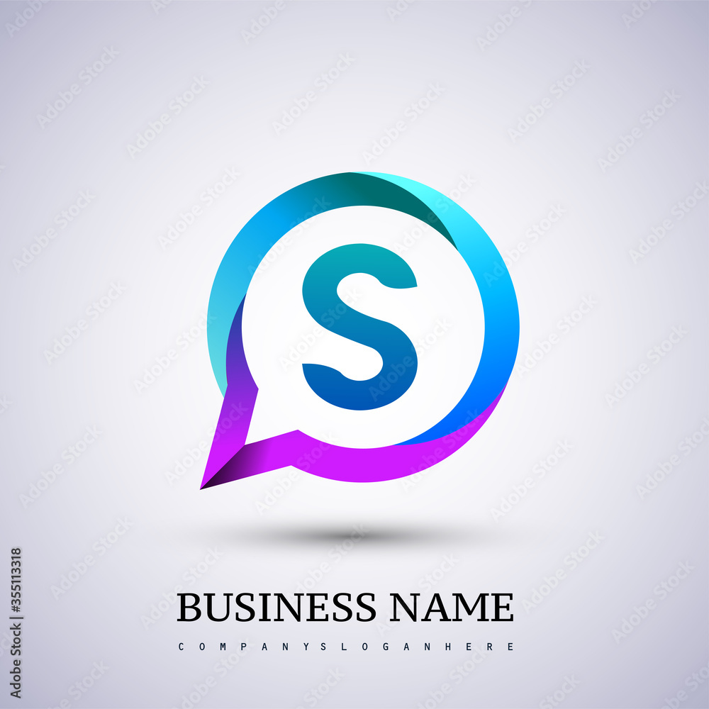 logo S letter colorful on circle chat icon. Vector design for your logo application for company identity. logo S letter colorful on circle chat icon. Vector design for your logo application for company identity.